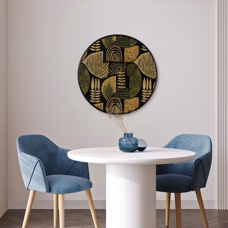 Ronde fotolijst - Zwart - Okergeel - Botanisch - Textuur — 3