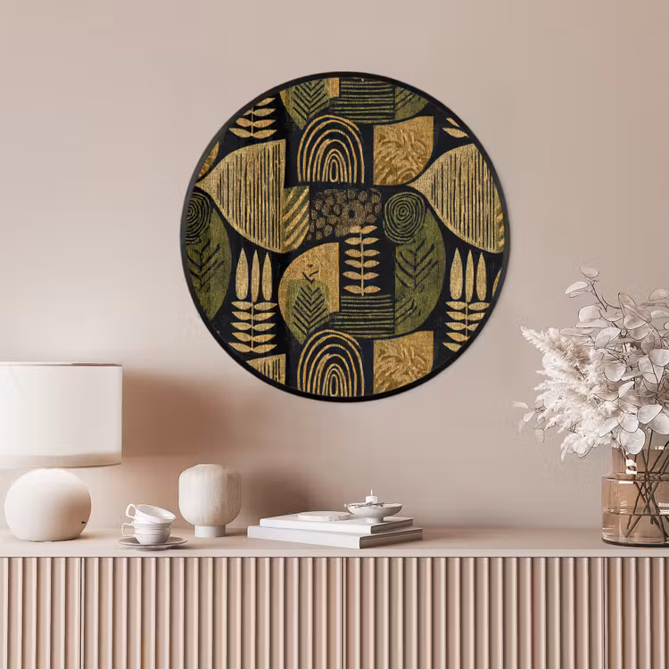 Ronde fotolijst - Zwart - Okergeel - Botanisch - Textuur — 4
