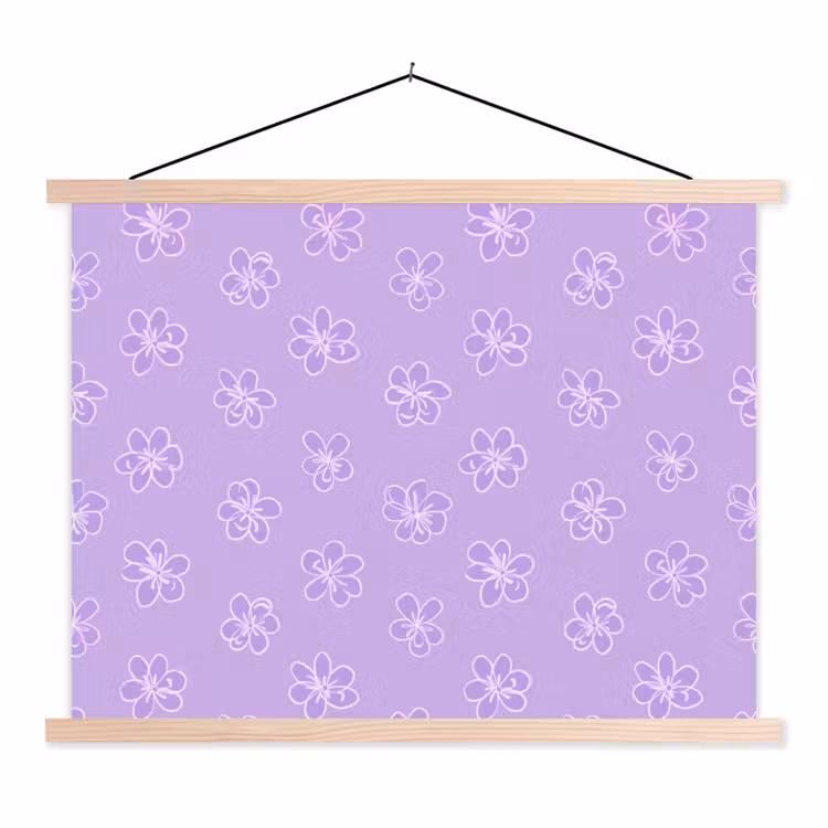 Schoolplaat - Lila - Botanisch - Bloemen - Handgetekend - Patroon — 1
