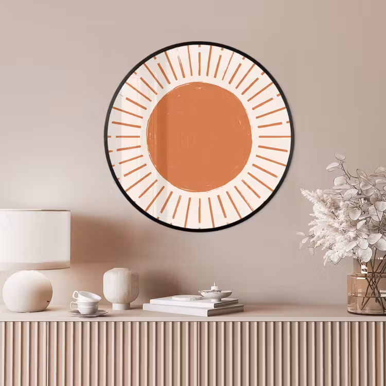 Ronde fotolijst - Zon - Stralen - Abstract - Terracotta - Modern — 4