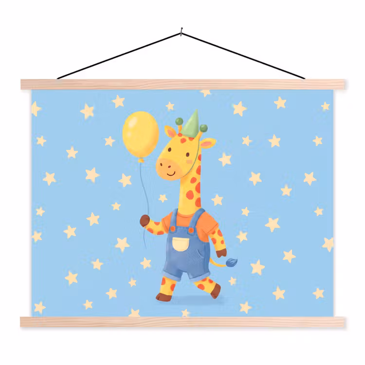 Schoolplaat - Dieren - Giraffe - Ballon - Feest - Kinderkamer — 1