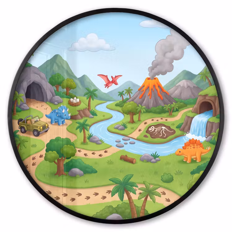 Ronde fotolijst - Vulkaan - Lava - Prehistorie — 1