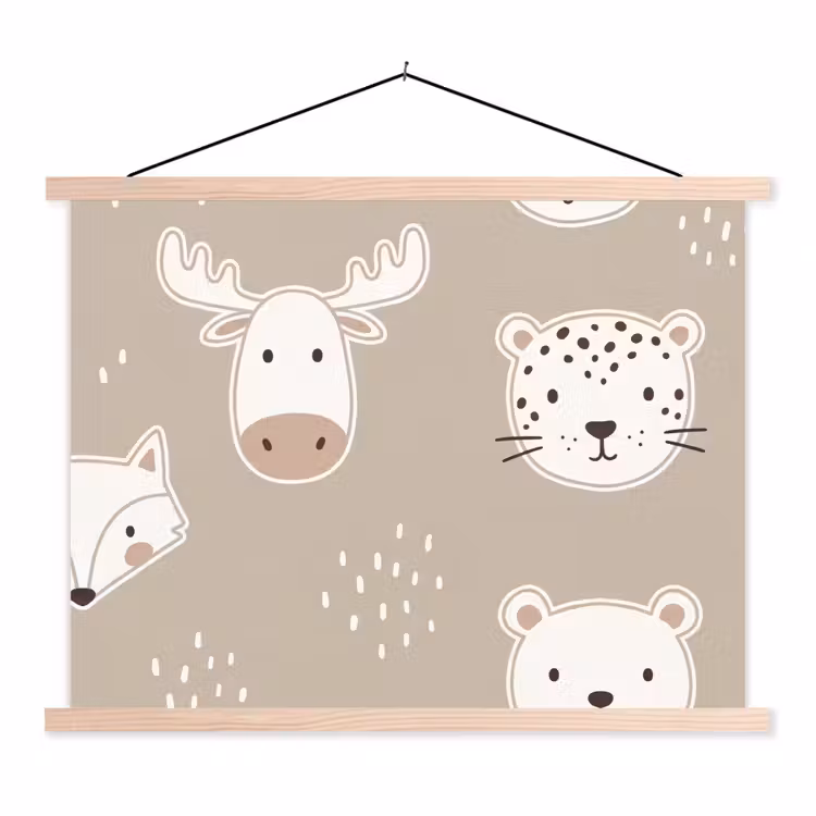 Schoolplaat - Dieren - Patroon - Illustratie - Modern - Beige — 1