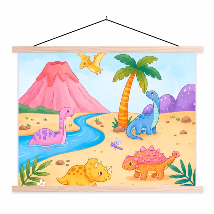 Schoolplaat - Dinosaurus - Jungle - Illustratie — 1