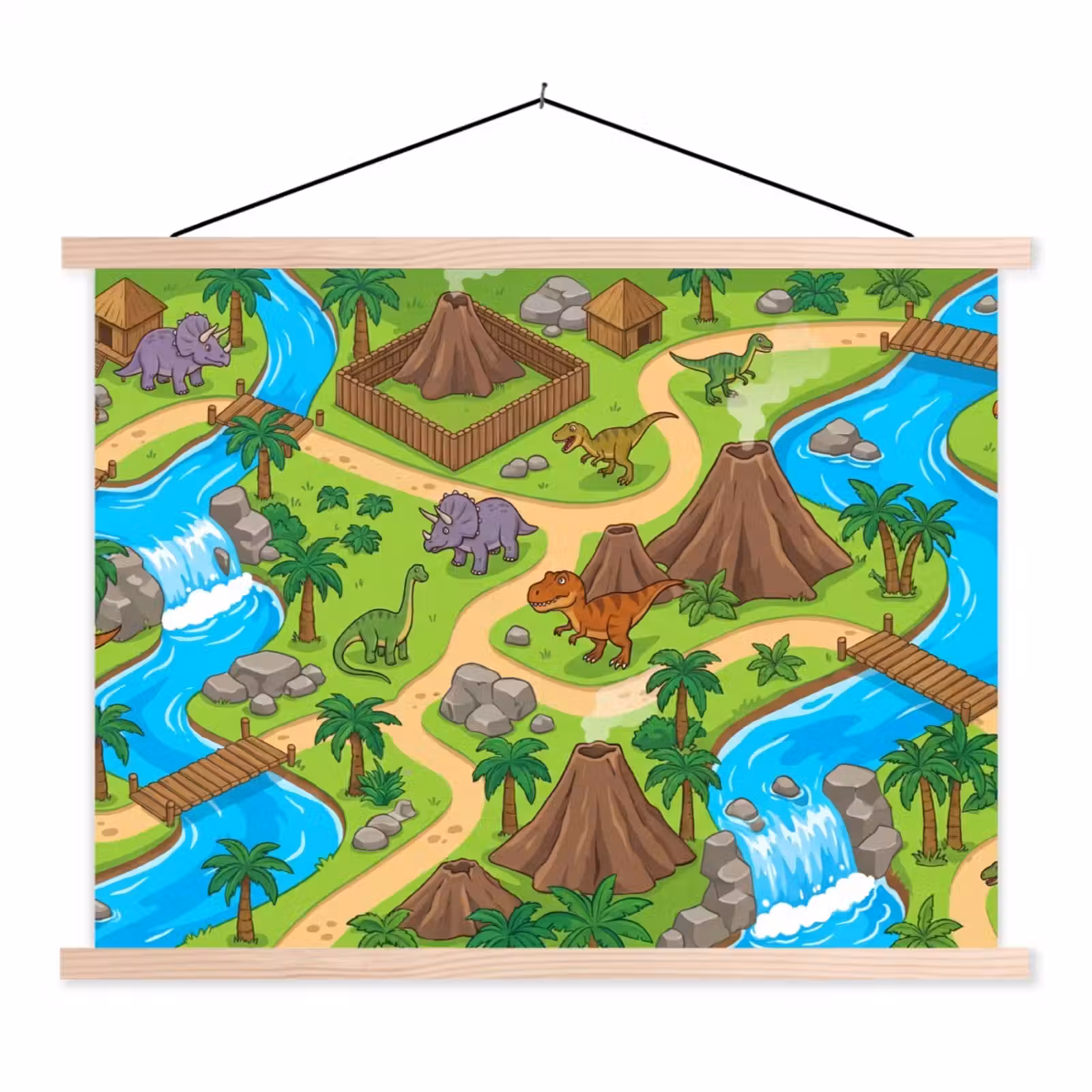 Schoolplaat - Dinosaurus - Landschap - Cartoon — 1
