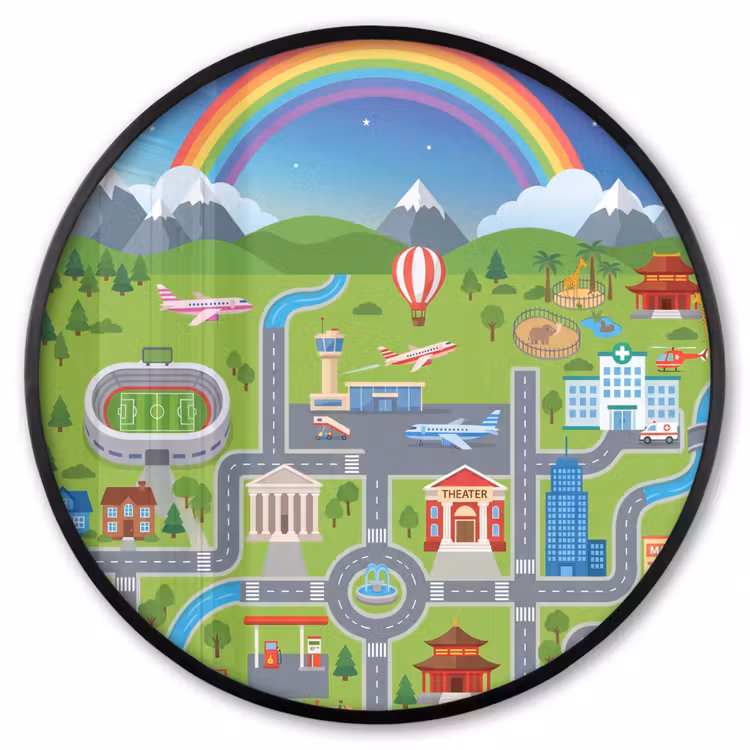 Ronde fotolijst - Stad - Plattegrond - Cartoon — 1