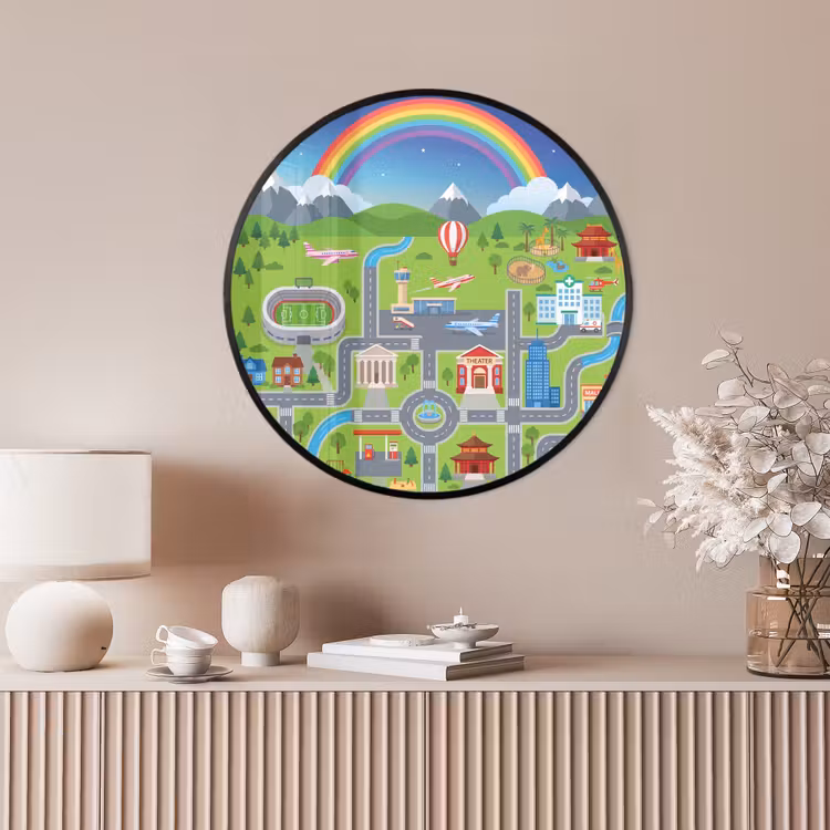 Ronde fotolijst - Stad - Plattegrond - Cartoon — 4