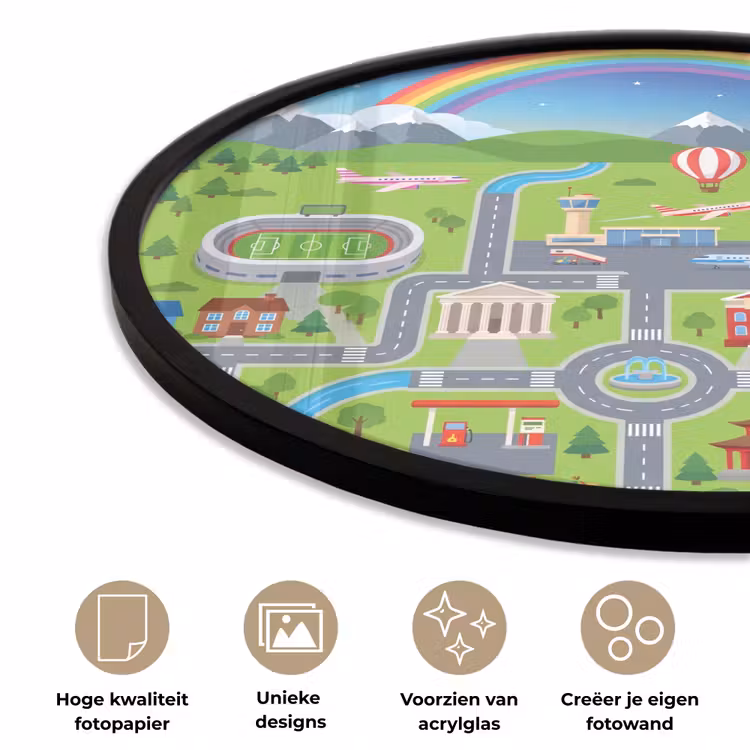Ronde fotolijst - Stad - Plattegrond - Cartoon — 5
