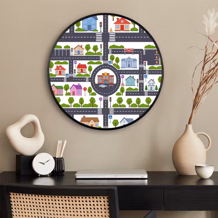Ronde fotolijst - Stad - Plattegrond - Illustratie — 2