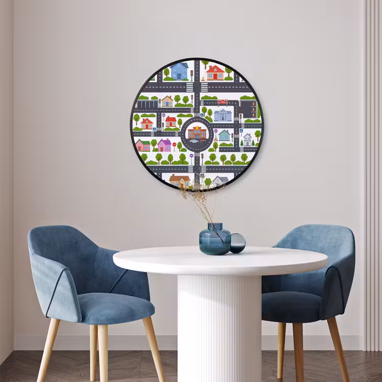 Ronde fotolijst - Stad - Plattegrond - Illustratie — 3