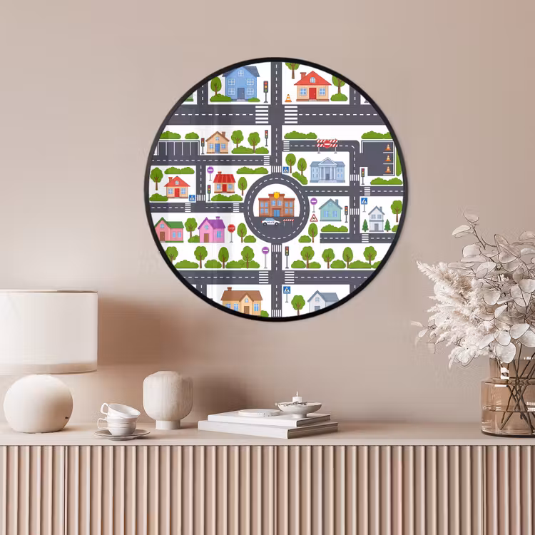 Ronde fotolijst - Stad - Plattegrond - Illustratie — 4