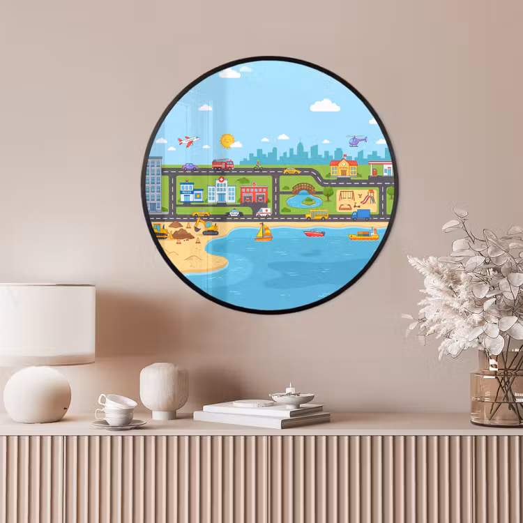 Ronde fotolijst - Stad - Verkeer - Cartoon — 4