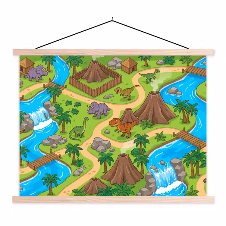 Schoolplaat - Dinosaurus - Landschap - Cartoon — 1