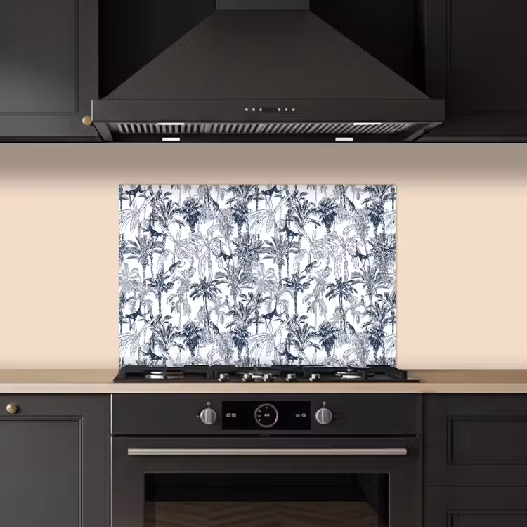 Spatscherm keuken - Aap - Jungle - Blauw — 1