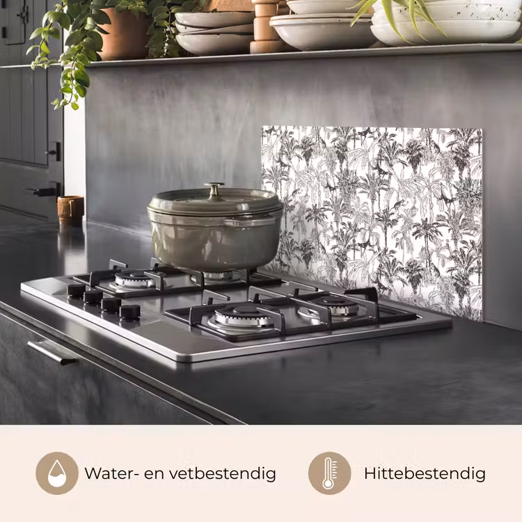 Spatscherm keuken - Aap - Oerwoud - Abstract - Grijs — 6