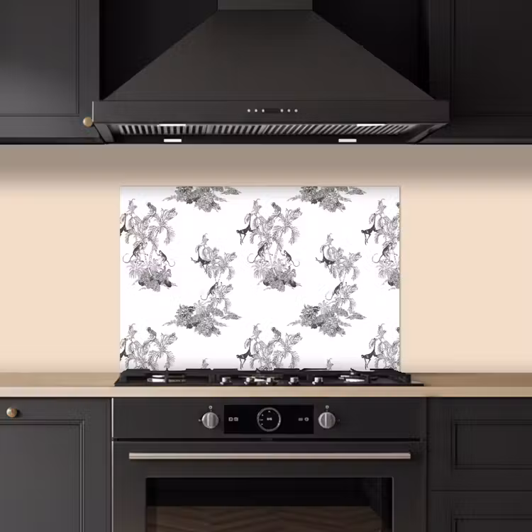 Spatscherm keuken - Aap - Oerwoud - Grijs — 1