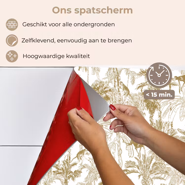 Spatscherm keuken - Apen - Jungle - Abstract - Beige — 3