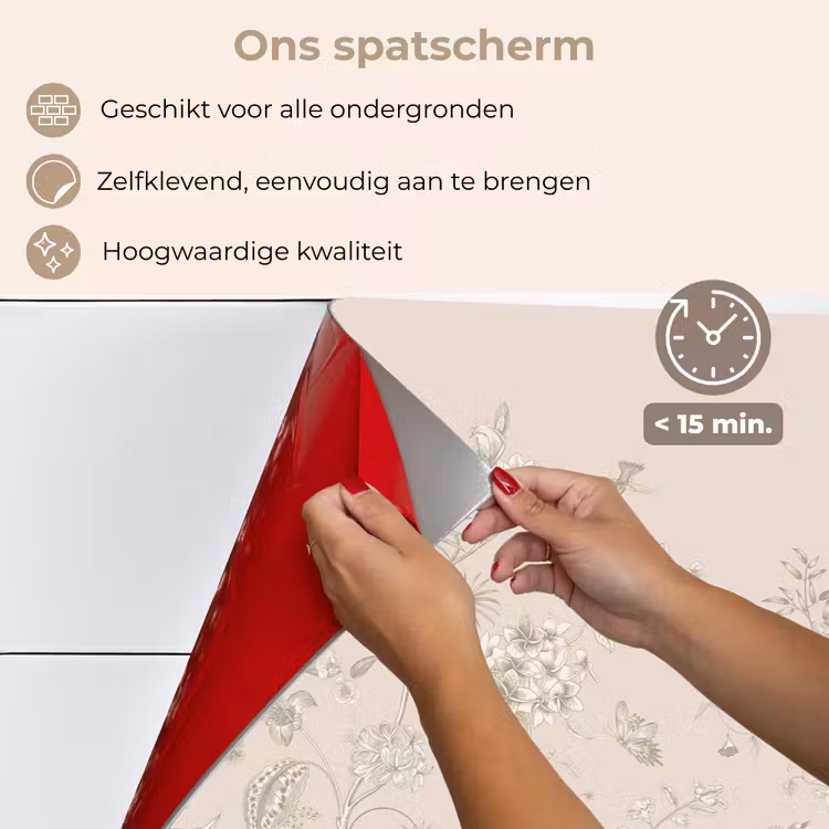 Spatscherm keuken - Bloemen - Beige - Botanisch - Vintage — 4