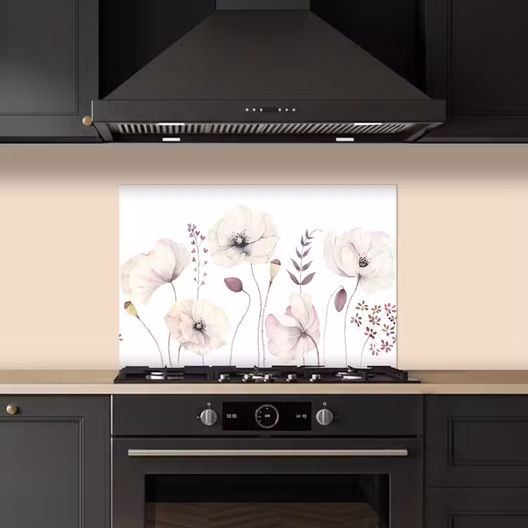 Spatscherm keuken - Bloemen - Pastel - Planten - Wit — 2