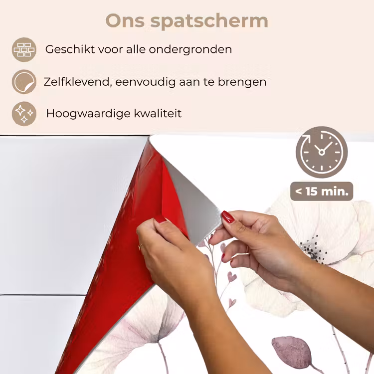 Spatscherm keuken - Bloemen - Pastel - Planten - Wit — 4