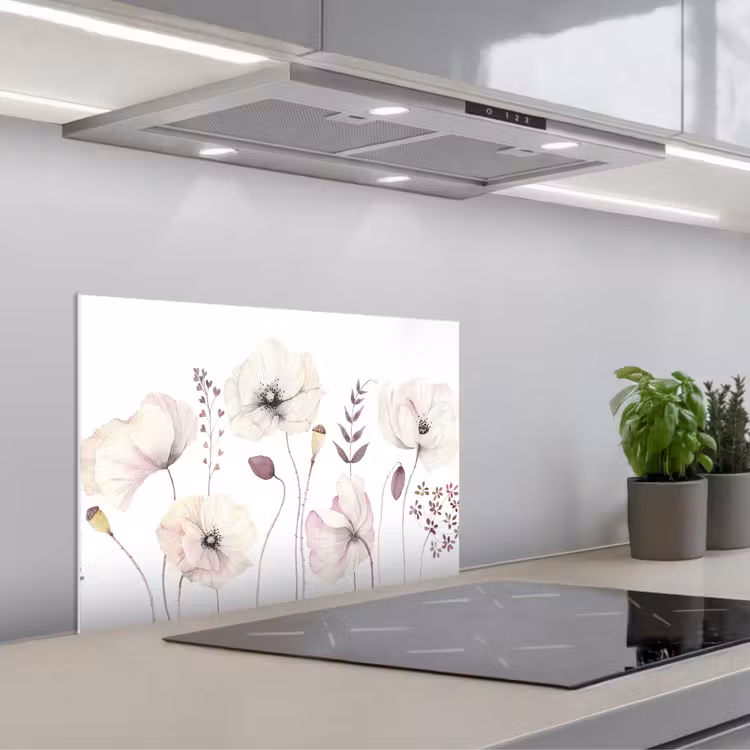 Spatscherm keuken - Bloemen - Pastel - Planten - Wit — 5