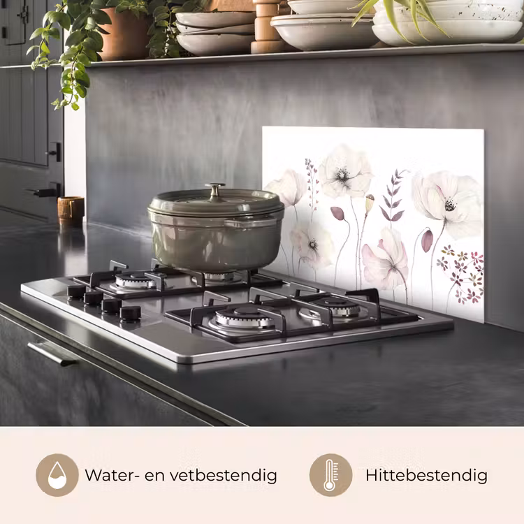 Spatscherm keuken - Bloemen - Pastel - Planten - Wit — 7