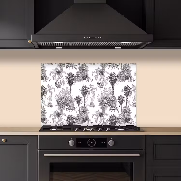 Spatscherm keuken - Jungle - Dieren - Grijs — 1