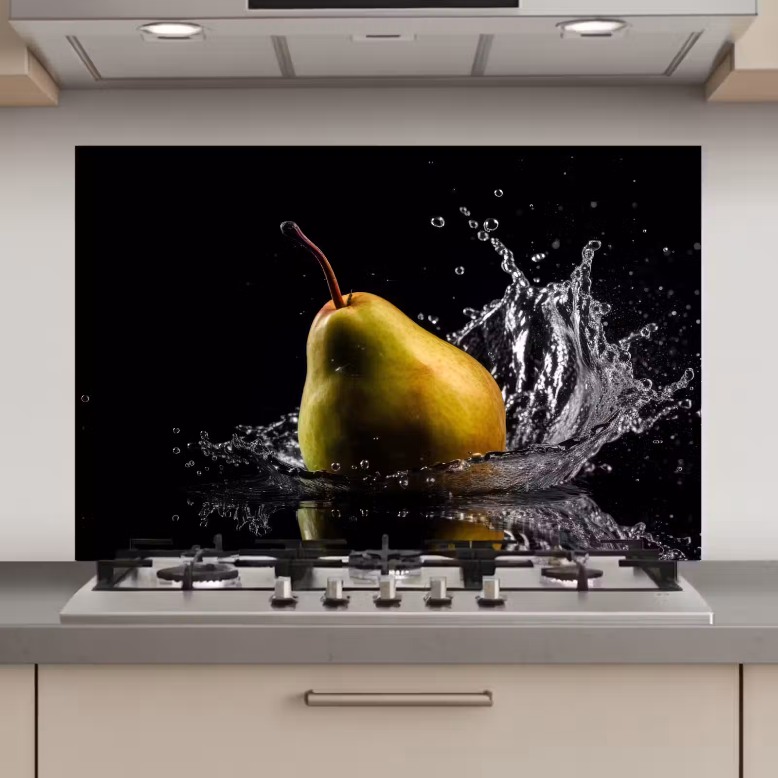 Spatscherm keuken - Peer - Fruit - Water - Zwart — 1