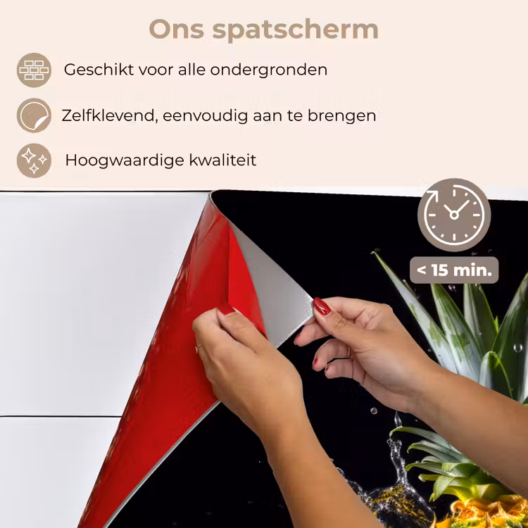 Spatscherm keuken - Ananas - Fruit - Water - Planten - Zwart — 4