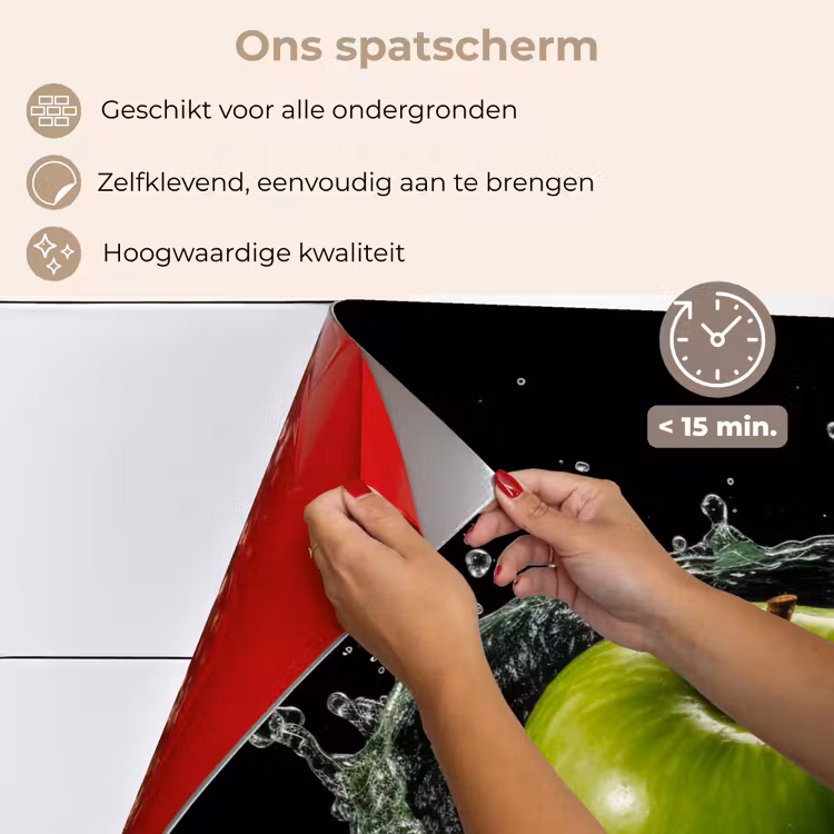 Spatscherm keuken - Appel - Groen - Fruit - Water - Zwart — 4