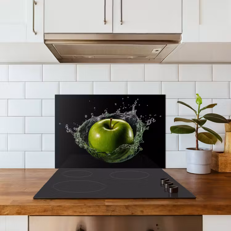 Spatscherm keuken - Appel - Groen - Fruit - Water - Zwart — 6