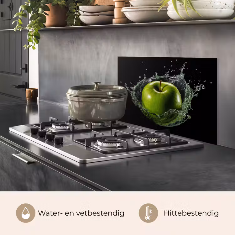 Spatscherm keuken - Appel - Groen - Fruit - Water - Zwart — 7