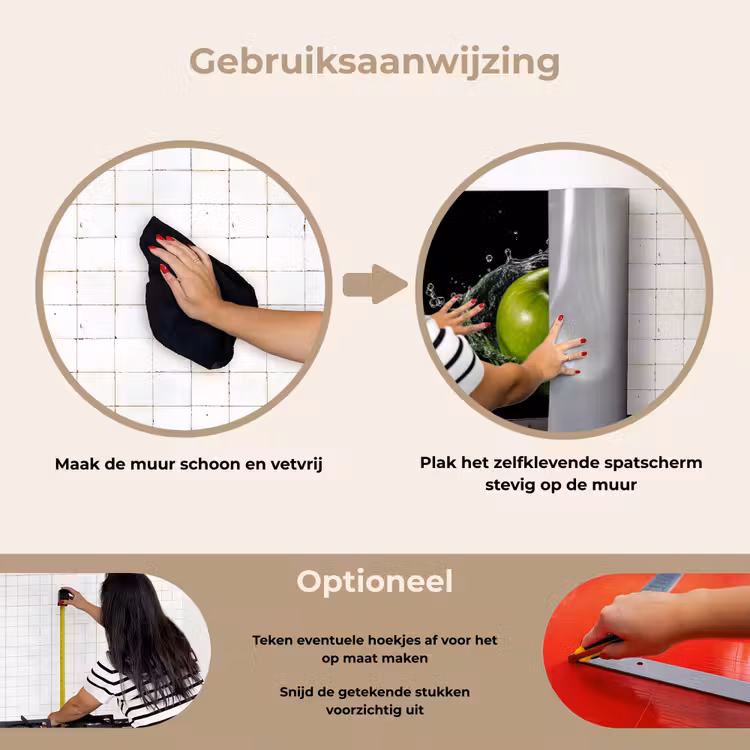 Spatscherm keuken - Appel - Groen - Fruit - Water - Zwart — 8