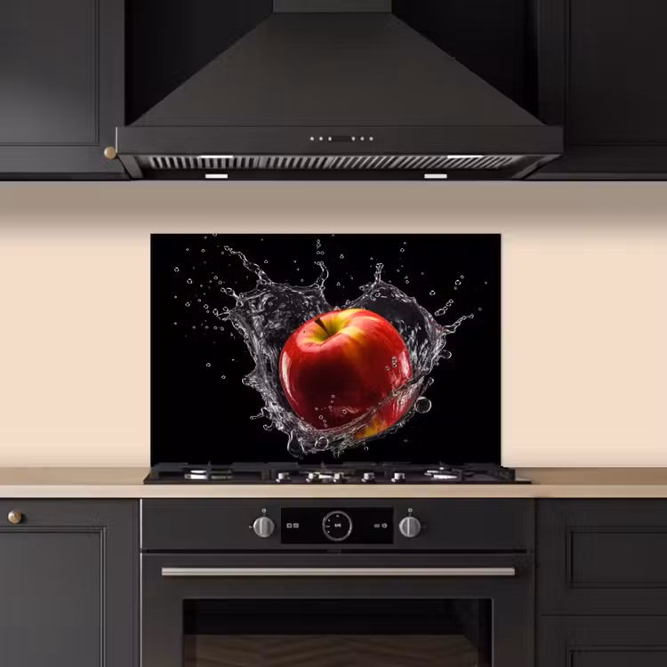 Spatscherm keuken - Appel - Rood - Water - Zwart - Fruit — 2