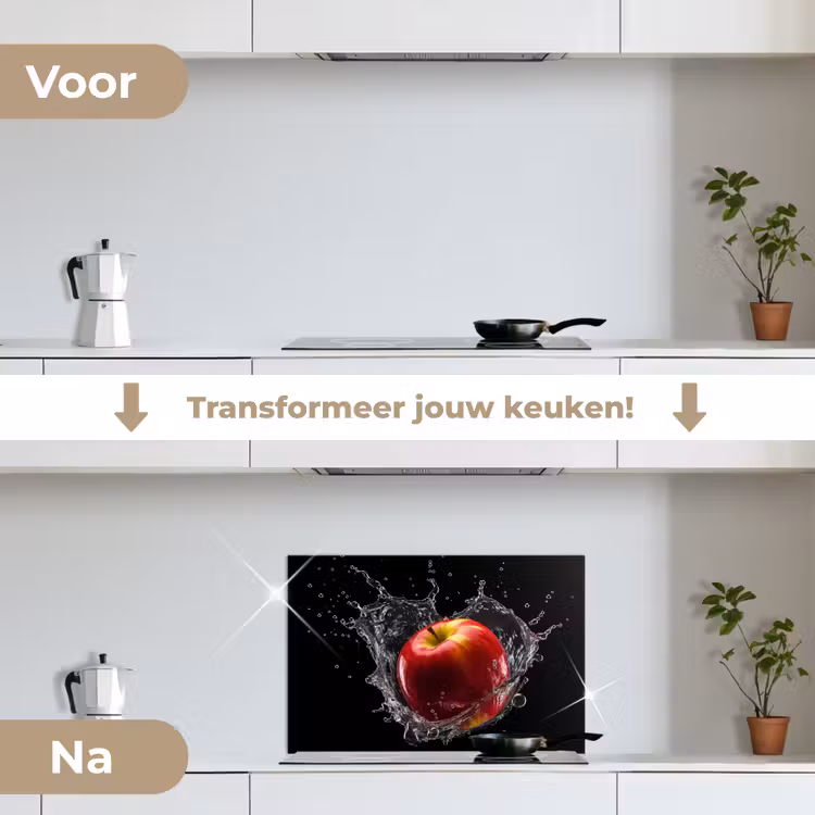 Spatscherm keuken - Appel - Rood - Water - Zwart - Fruit — 3