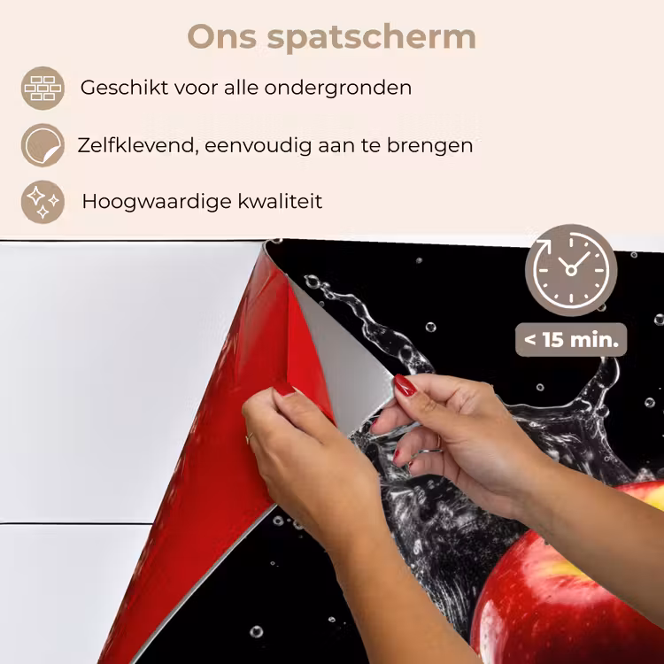 Spatscherm keuken - Appel - Rood - Water - Zwart - Fruit — 4