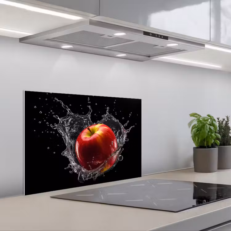 Spatscherm keuken - Appel - Rood - Water - Zwart - Fruit — 5