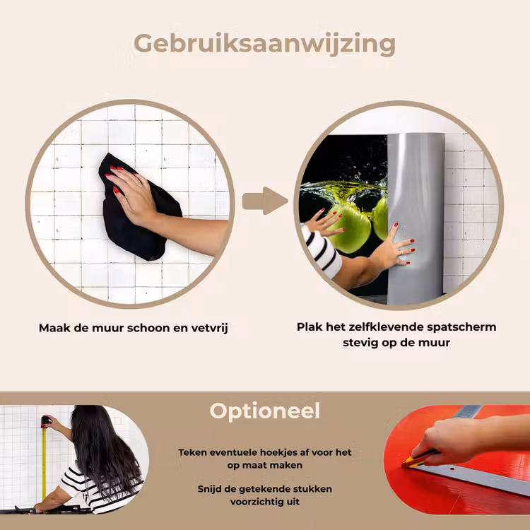 Spatscherm keuken - Appels - Fruit - Water - Zwart - Groen — 8