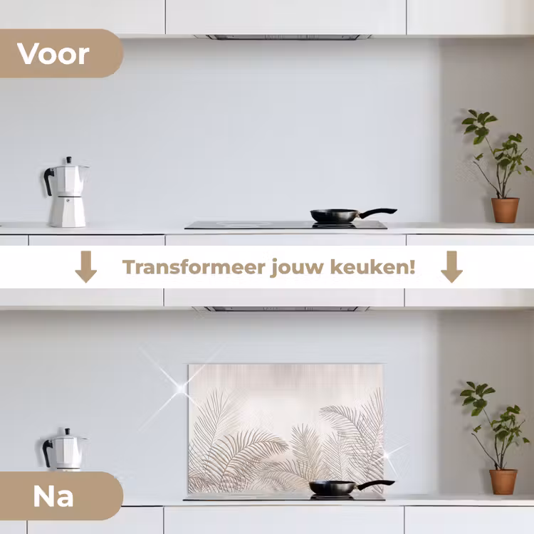 Spatscherm keuken - Bladeren - Beige - Botanisch - Vintage — 3