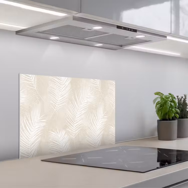 Spatscherm keuken - Bladeren - Beige - Wit - Botanisch - Natuur — 5