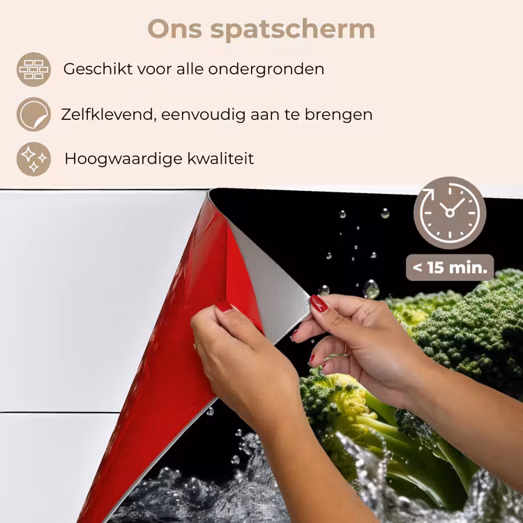 Spatscherm keuken - Broccoli - Groen - Water - Zwart — 4