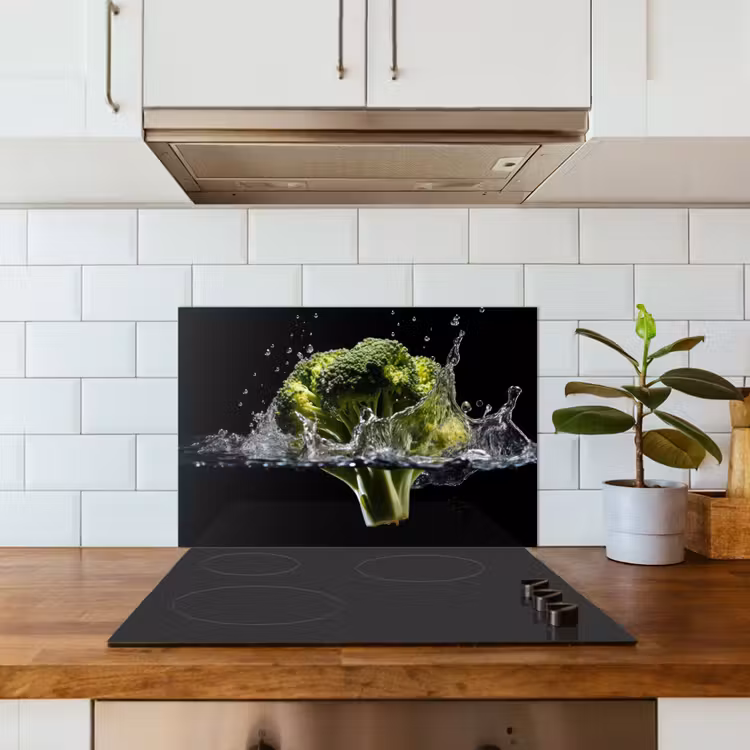 Spatscherm keuken - Broccoli - Groen - Water - Zwart — 6