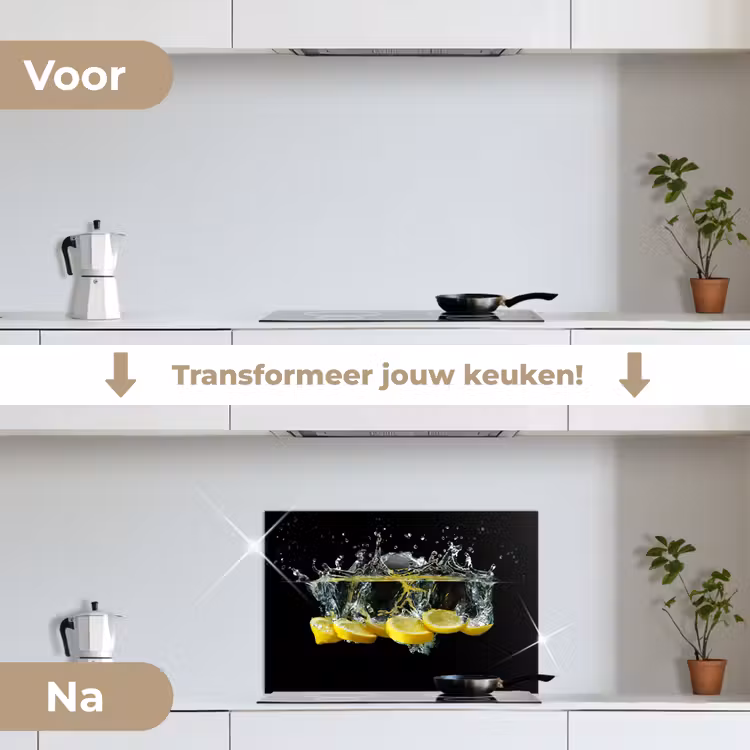 Spatscherm keuken - Citroen - Fruit - Geel - Stilleven - Water — 3