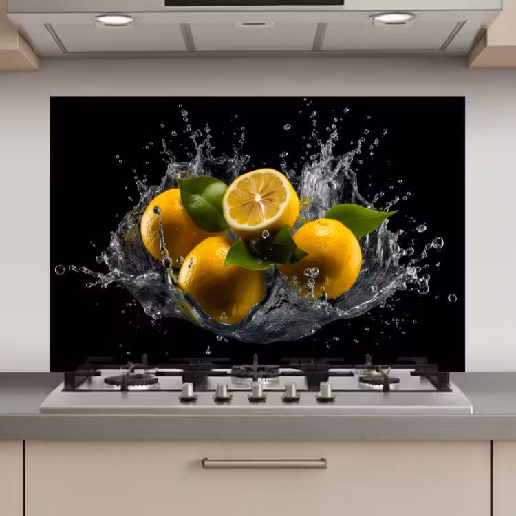 Spatscherm keuken - Citroen - Fruit - Geel - Zwart — 1