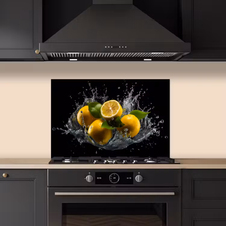Spatscherm keuken - Citroen - Fruit - Geel - Zwart — 2
