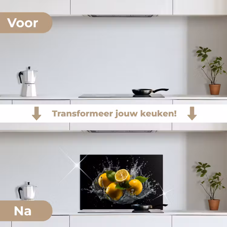 Spatscherm keuken - Citroen - Fruit - Geel - Zwart — 3