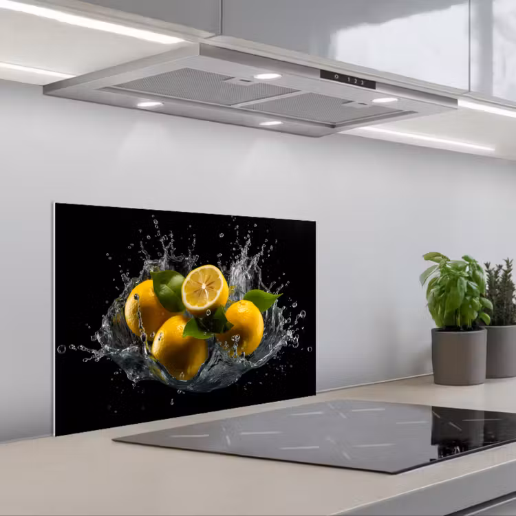 Spatscherm keuken - Citroen - Fruit - Geel - Zwart — 5