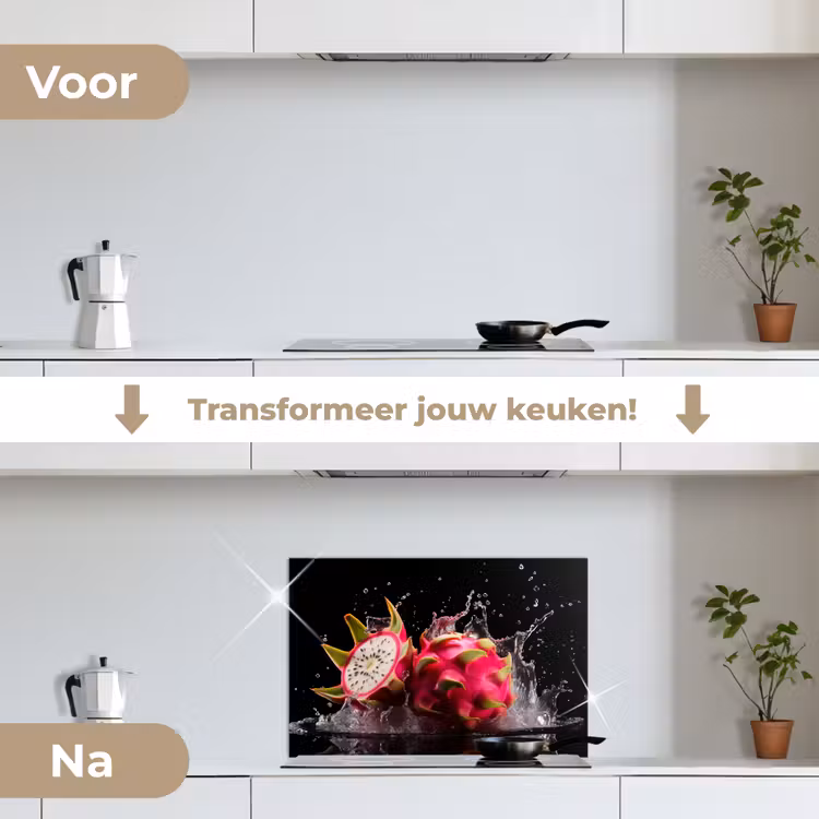 Spatscherm keuken - Drakenfruit - Zwart - Water - Vrucht - Fruit — 3