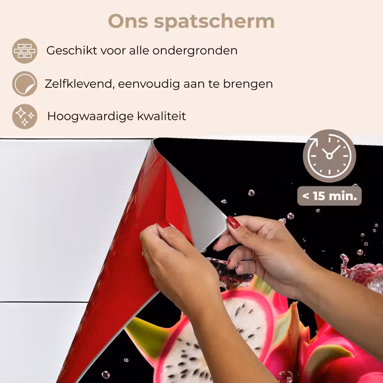 Spatscherm keuken - Drakenfruit - Zwart - Water - Vrucht - Fruit — 4