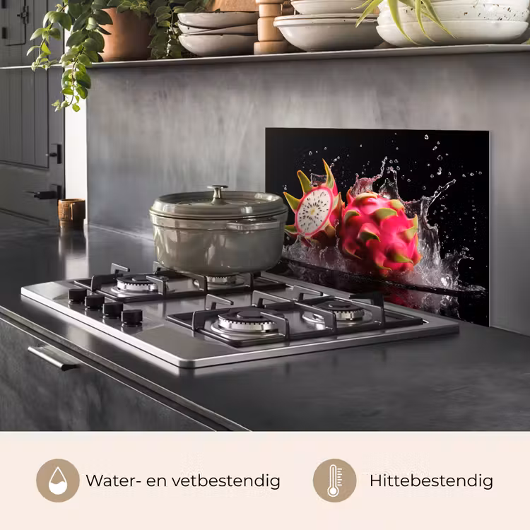 Spatscherm keuken - Drakenfruit - Zwart - Water - Vrucht - Fruit — 7